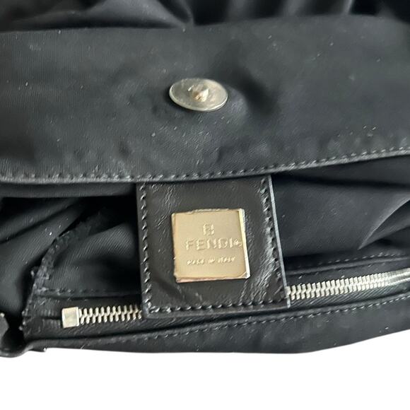 Fendi Women’s Vintage FF Neoprene Black Silver Nylon Baguette Shoulder Bag - Picture 8 of 11